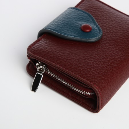 Women's wallet on a magnet, burgundy color-2