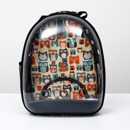 Backpack for carrying animals "Owl Muzzles", transparent, 31 x 28 x 42 cm-9