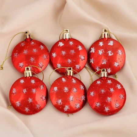 Jewelry decoration "Star Medallion" 5 cm (set 6 pcs) red-white
