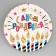 Disposable paper plate "Happy Birthday" candles and stars, 18 cm