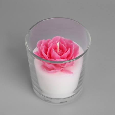 Candle in a glass "Pion", with decor-2