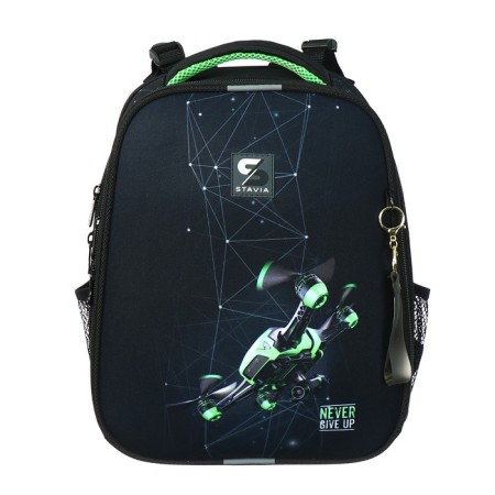 School backpack 38 x 30 x 16 cm, ergonomic back, stavia "drone", black-2