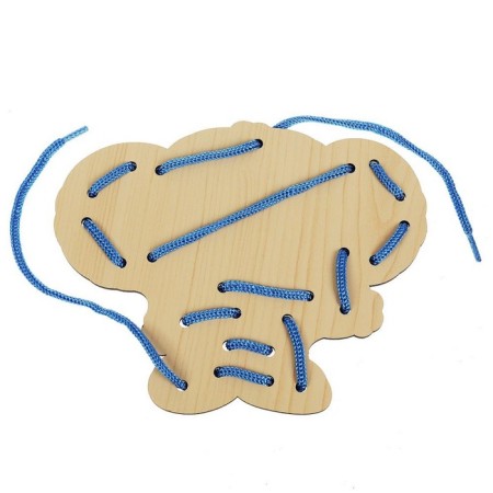 Wooden lacing toy "Cheburashka" 16 cm-3