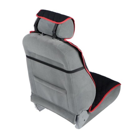 Nabbage on the front seat, velor, size 55 x 150 cm, black with red kant-2