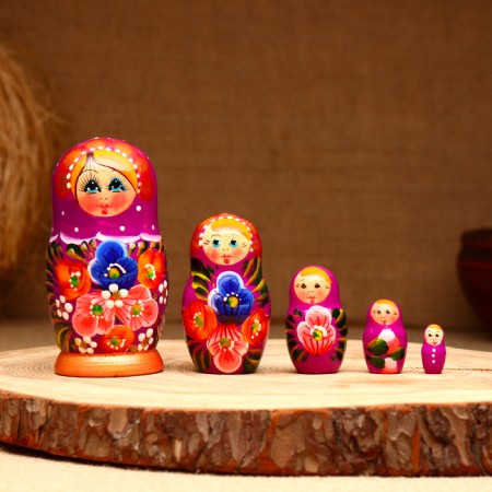 Matryoshka 5-doll "Sasha tulips", 10-11 cm