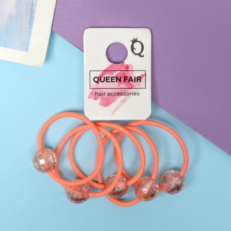 Hair gum "Magic" (set 5 pcs) 2.5 cm, orange