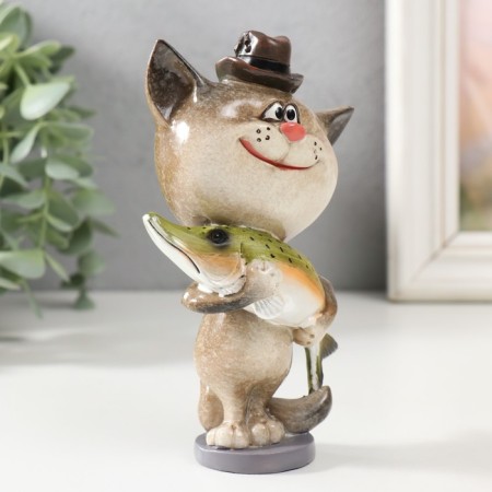 Souvenir Polystone Lac "Kitik-Rybak with catch" 9.2x6.3x14 cm-1