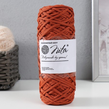Knitting cord 100% polyester, width 3 mm 100m (terracott)-4
