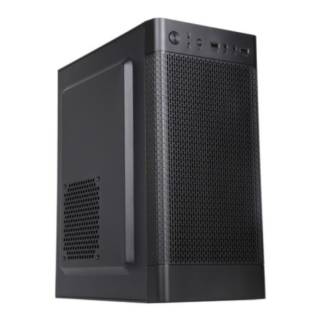 The ACCORD Q03B case is black without PSU MATX 2XUSB3.0 Audio-2