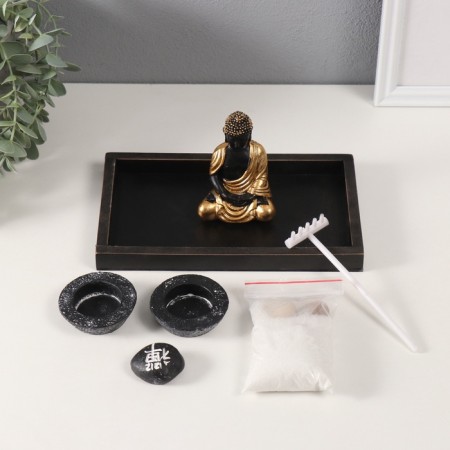 Zen Garden "Buddha in Golden Tog" sand 22x13x10.2 cm-4
