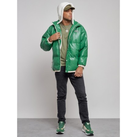 Eco -leather jacket men, size 48, green color-4