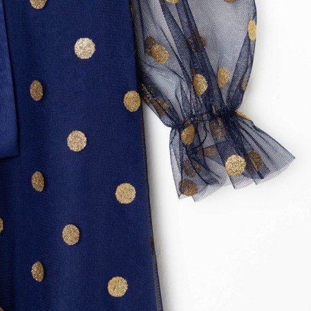 Платье детское нарядное KAFTAN горошек, рост 86-92, синий-3