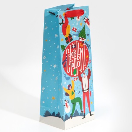 Package for the bottle "New Year's bustle", 13 x 36 x 10 cm, New Year-2