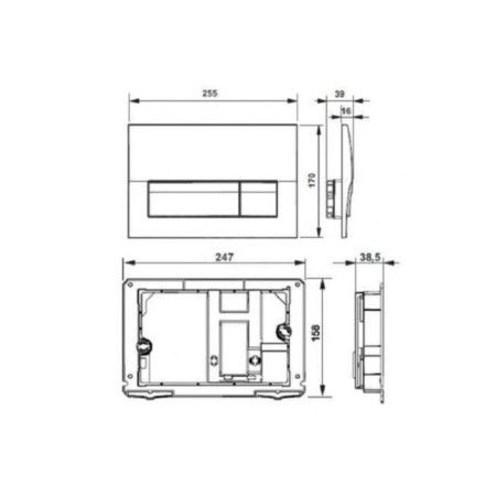 ROCA B01 control button 8901170B1, plastic, chromium color/gloss-1