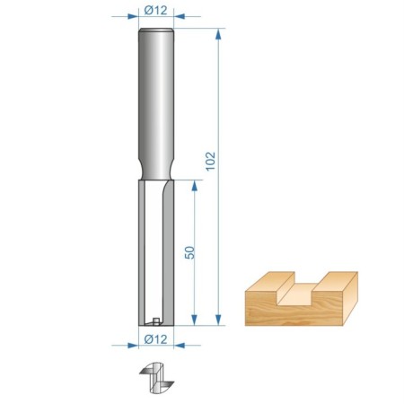 Frasure groove Encor Prof 46002, straight, on wood, add. plate, d = 12 mm, 12 x 50 mm-3