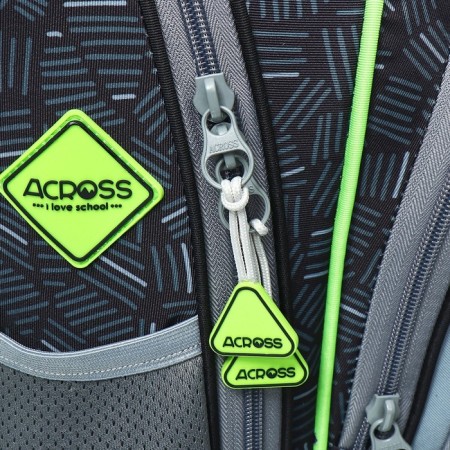 School backpack 40x33x15cm, ergonomic back, Across 410, gray/green-8