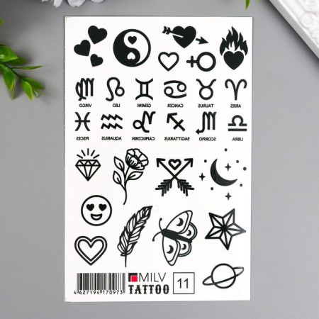 Tattoo on the body "Signs" 10x15 cm