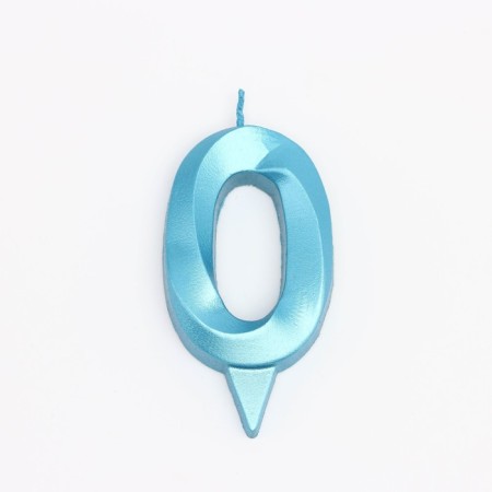 Candle in the Cake "Fine", number "0", blue metallic, 6.5 cm-2