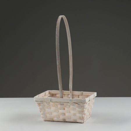 Wicker basket, d19 x 14.5 x 9/37 cm, white, bamboo-1