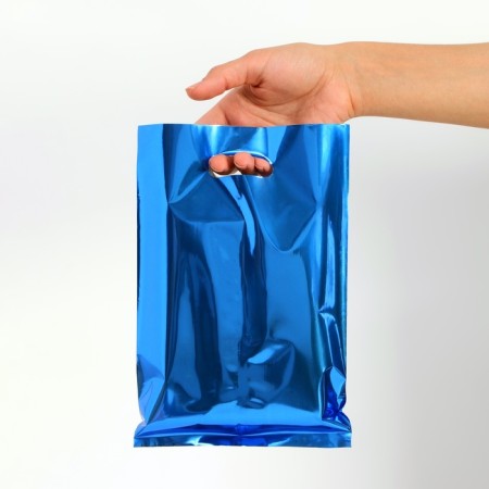 Gift, metallized, blue 17x25 cm package, 20 microns 10 pcs set-1