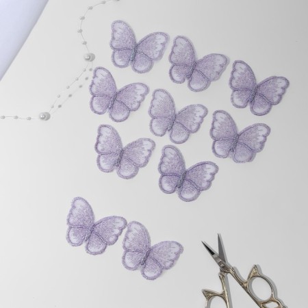 Knitted elements "Butterflies", 5.5 × 4 cm, 10 pcs, lilac color/chameleon-1