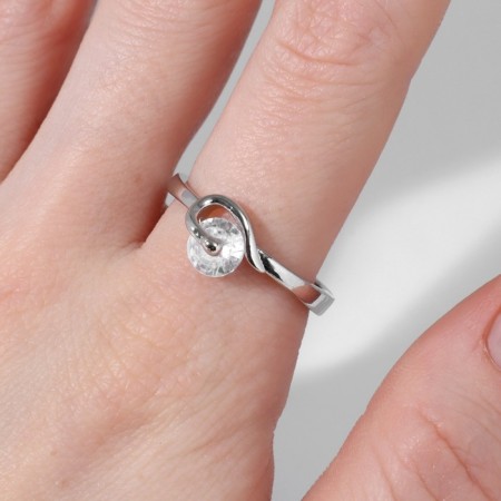 Ring "Classic" crystal turns, white color in silver, dimensionless-2