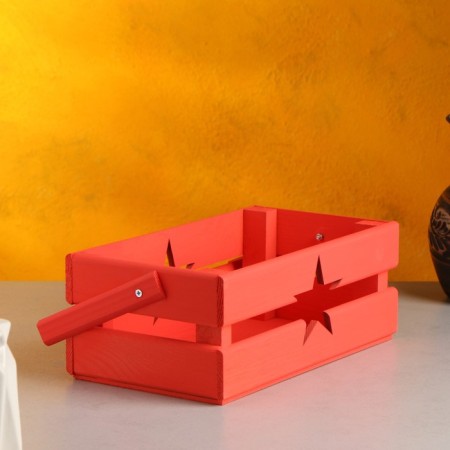 Wooden Kashpo 24.5 × 13.5 × 9 cm "Two Light" two -strip, star, red give beautifully-2