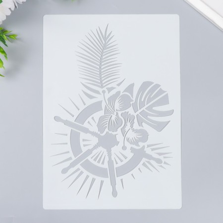 Stencil plastic "helm and palm leaves" 29.7x21 cm