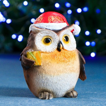 New Year's figure "Owl and Gift" 10x8x12cm