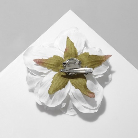 Brooch-stroke textile "flower" peony, white color-2