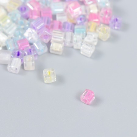 Glass beads 6/0 "Cube. Translucent. Rainbow marshmallow" 10 g-1
