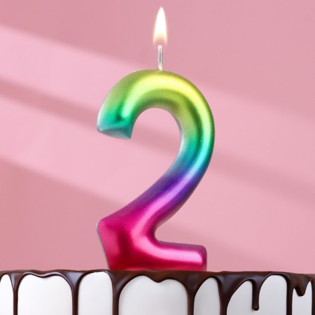 Candle in the cake "Watercolor", number 2, 9 cm, giant
