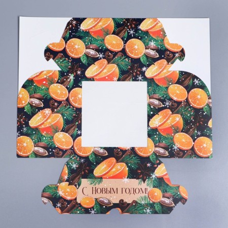 Folding box for 4 cupcakes with a “spice” window, 16 x 16 x 10 cm, New Year-6