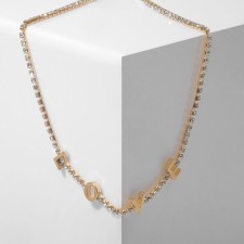 Love necklace, white color in gold, 34 cm