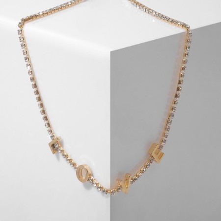 Love necklace, white color in gold, 34 cm