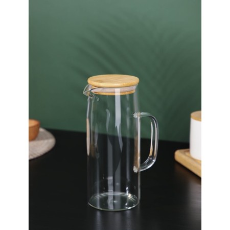 Glass jug with a bamboo cover "Eco", 1 l