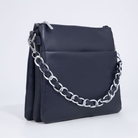 Bag Cross-Bodi with a zipper, blue color-3