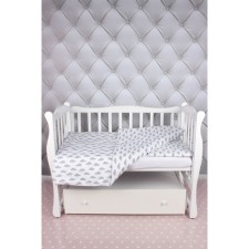 Baby Boom bed linen, size 75x125 cm, 112x147 cm, 40x60 cm, calico, clouds/gray