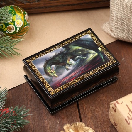 Casket - Barrier "Dragon", 6 × 9 cm, lacquer miniature