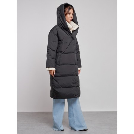 Coat insulated winter female, size 46, black color-6