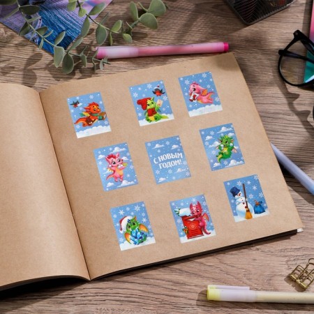 Paper stickers "Dragons", 11 x 15.5 cm, New Year-2