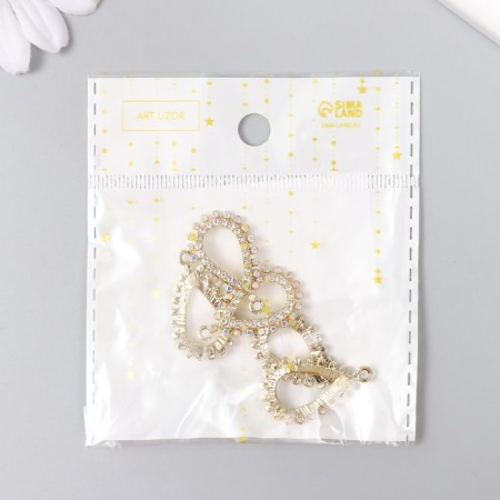 Decor for creativity metal, rhinestones "drop" gold 1.6x2.7 cm-3