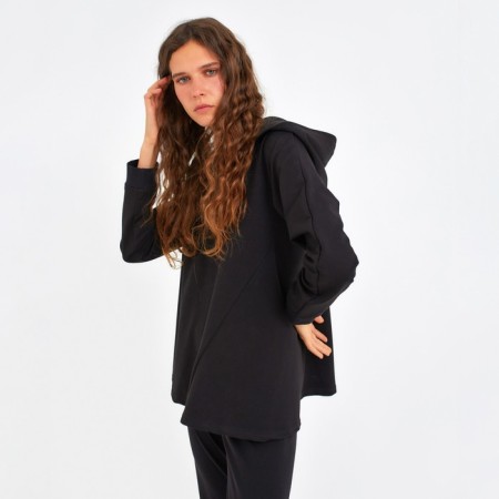 Female set (sweatshirt, pants) minku: Home Comfort Black color, rr 54-8