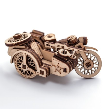 Wooden designer, prefabricated model "M72 motorcycle"-7