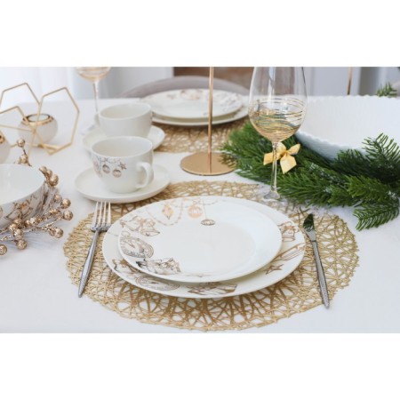 Porcelain dinner lunch share "Festive mood", D = 25.5 cm, white color-5