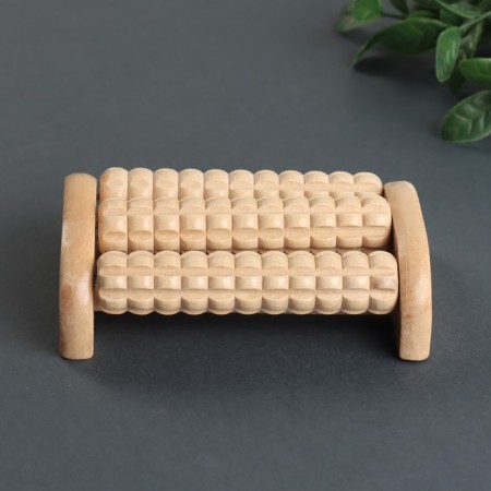 Feet massage "Drum", 3 rollers with spikes, wooden, 11.5 × 7.7 × 3.5 cm-5