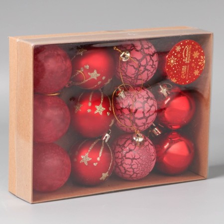 Set of balls plastic D-5 cm, 12 pcs "Frosty Night" red-1