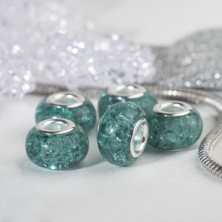 Busina "Sugar quartz", green color in silver-2