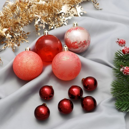 Set of balls plastic D-6 and 2.5 cm, 21 pcs “Vacations” Assorted grace, tinsel 1 m, mix