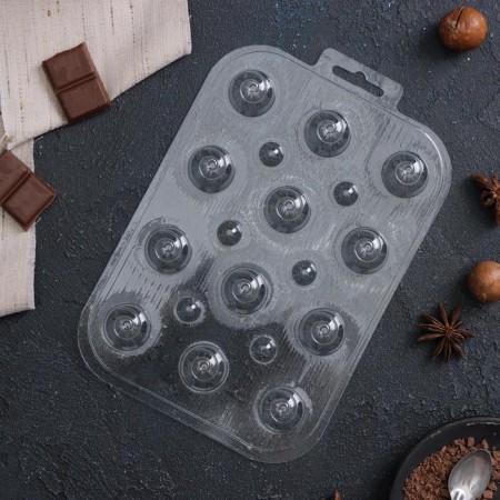 Form for chocolate and sweets “Round curls”, 13 × 9.5 cm, transparent color-1